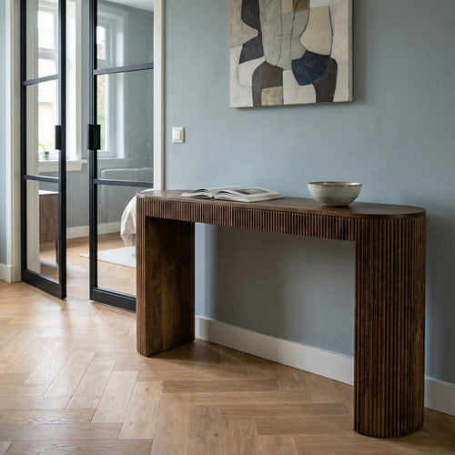 DÉJA Living Sidetable Lucena - Donkerbruin Hout - Incl. Opbergruimte - 140cm