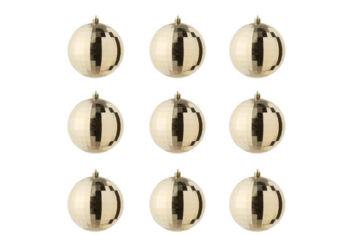 J-Line kerstbal Disco - kunststof - goud - doos van 9