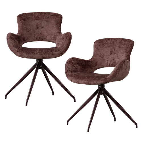 WOOOD eetkamerstoel Eliva - Structure Velvet - Paars - Set van 2