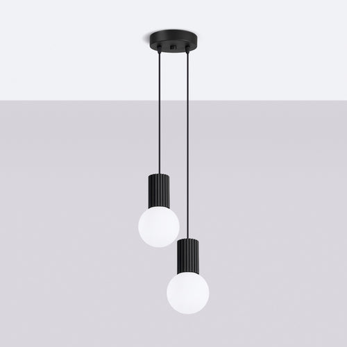 Sollux Lighting Hanglamp HALO 2P zwart - 15x15x120cm