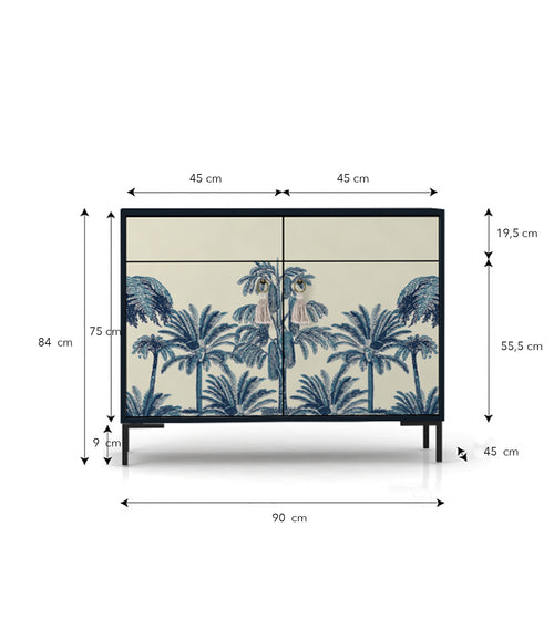 Dressoir MDF 2 deuren en 2 lades met tropische print - vtwonen shop