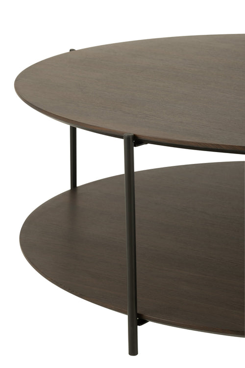 J-Line salontafel Rond - hout/metaal - donkerbruin - large