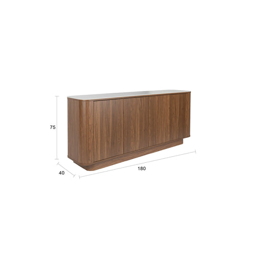 Housecraft Living Almira Dressoir Hoog 180 cm Marmerlook/ Walnootkleur - Bruin