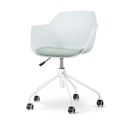Nolon Nout-Liz Bureaustoel Wit - Zacht Groen Kussen - Wit Onderstel - vtwonen shop