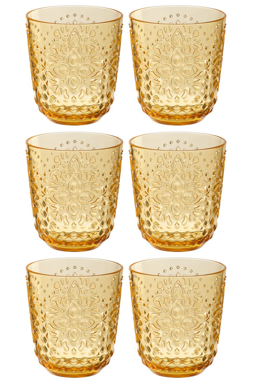 J-Line glas - kunststof - geel - doos van 6