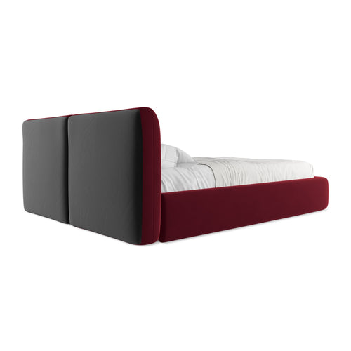 LaMiaSofa Bed met opbergruimte Milano - velours - bourgondië - 180x228x82