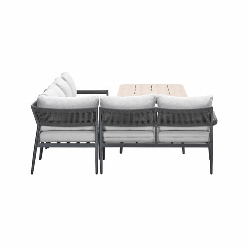 Barcelona lounge-diningset -5-dlg. - c. black -dark grey - valley sand