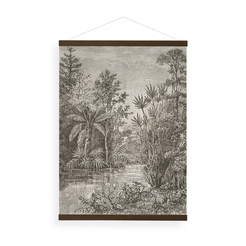 Art for the Home Hangende Poster Linnen - Jungle Landschap Sepia - 80x60cm - vtwonen shop