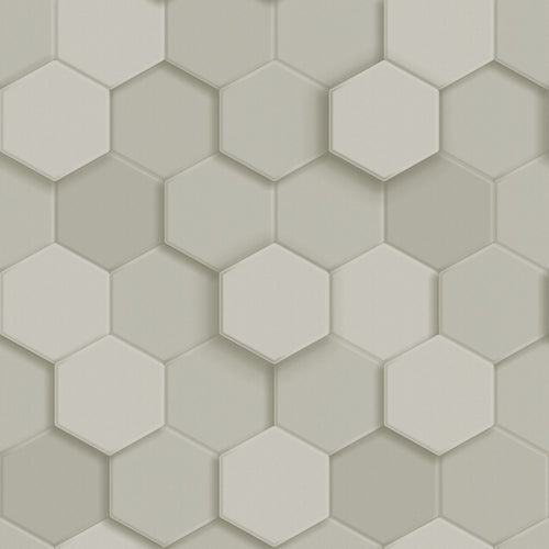 Origin Wallcoverings behang 3d hexagon motief lichtgrijs - 53 cm x 10.05 m - 347850