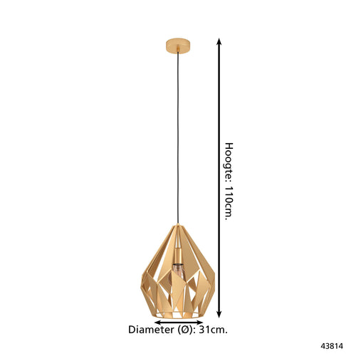 EGLO hanglamp Carlton - e27 - ø 31 cm - goud - vtwonen shop