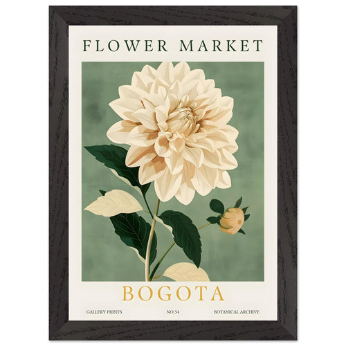 Artfulprints Poster met Lijst Flower market - Bogota   - A4 21x29.7 cm - Groen