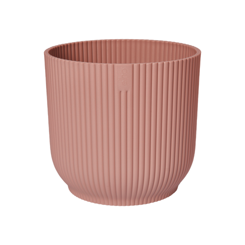 elho vibes fold rond 35 delicaat roze | Bloempot | Modern decoratief ribpatroon