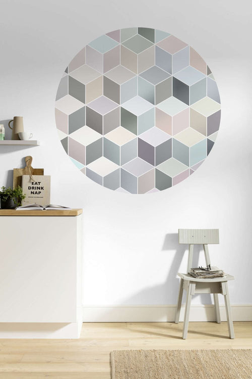 Sanders & Sanders zelfklevende behangcirkel grafisch multicolor - Ø 125 cm - 611728