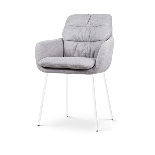 Nolon Nora-Mia Eetkamerstoel Grijs - met Armleuning - Wit - vtwonen shop