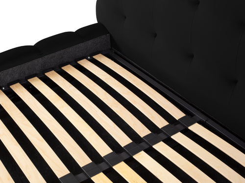 Cosmopolitan Design Opbergbed met hoofdeinde Bali 140x200cm, flueel, zwart - 230x165x125cm