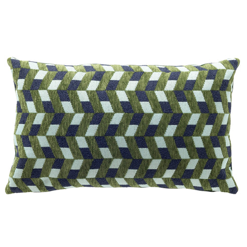 SIMSON - sierkussen 30x50 cm - visgraatpatroon - Twist of Lime - groen, blauw