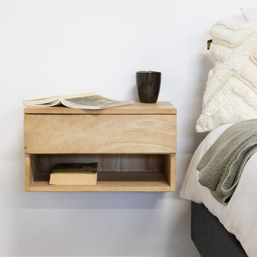 Giga Meubel Nachtkastje Tessa - Naturel - Mangohout - 45x30x25cm - vtwonen shop