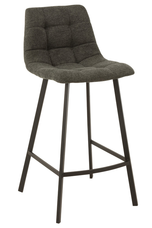 J-Line barstoel Stephane - textiel/metaal - donkergrijs - 2 stuks