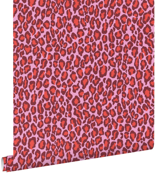 ESTAhome behang panterprint paars en rood - 50 x 900 cm - 132201