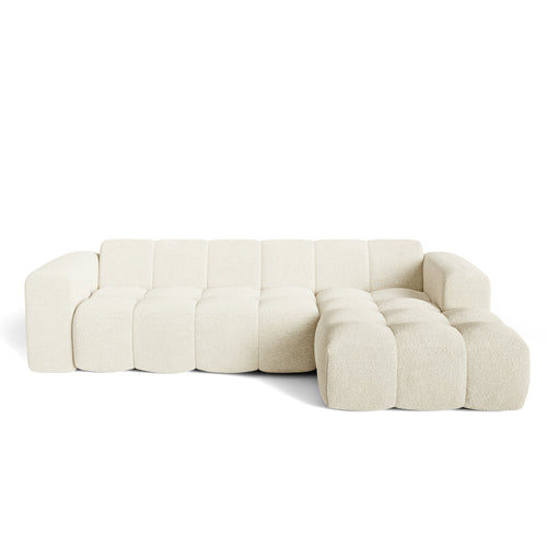 Premium Interiors - Rechthoekige hoekbank BLOOM - bouclette crème 290cm