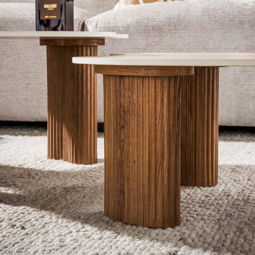 Giga Living Salontafel Ceramo Aperto - Organisch Travertin - Set Van 2