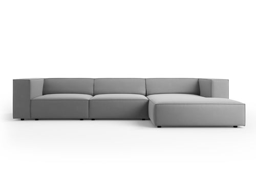 Cosmopolitan Design rechter hoekbank Arendal 4-zits, flueel, lichtgrijs - 166x284x70cm