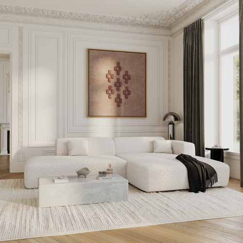 Sia Home - Rechte hoekbanken MYRA - Bouclette stof - Crème - 310cm