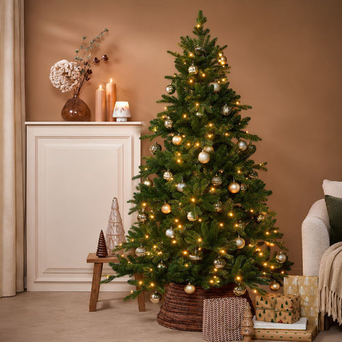 Black Box Trees Brampton Kerstboom met Verlichting - Kunstkerstboom Slim Model met 240 LED Lampjes - Kerstversiering voor Binnen - Extra Smal - H215 x