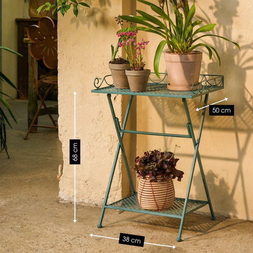 Mica Decorations Marseille Tuintafel - Plantenrek 50 x 38 x 68 cm - Tuintafeltje Bijzettafeltje - Tuintafeltje Weerbestendig IJzer - Tafeltje voor