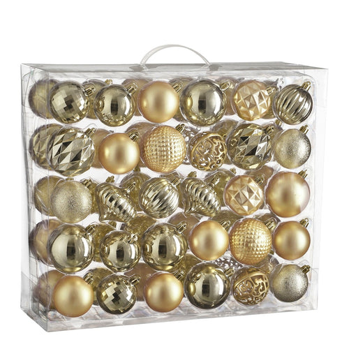 House of Seasons Kerstballen Set - 60 Stuks - Ø7 cm - Onbreekbaar - Champagne