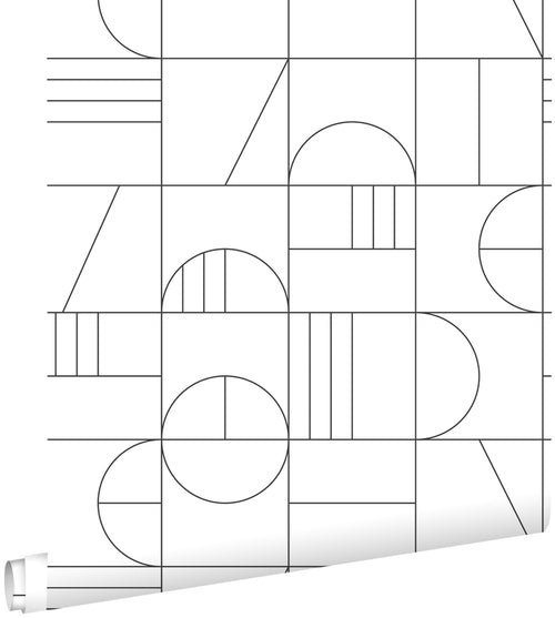 ESTAhome behang art deco motief wit en zwart - 53 cm x 10.05 m - 139142