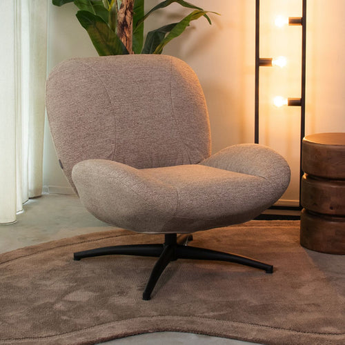 LABEL51 Fauteuil Clayton - Taupe Stof - Draaibaar