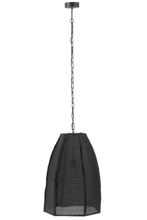 J-Line hanglamp Peer - linnen/ijzer - zwart - large - vtwonen shop