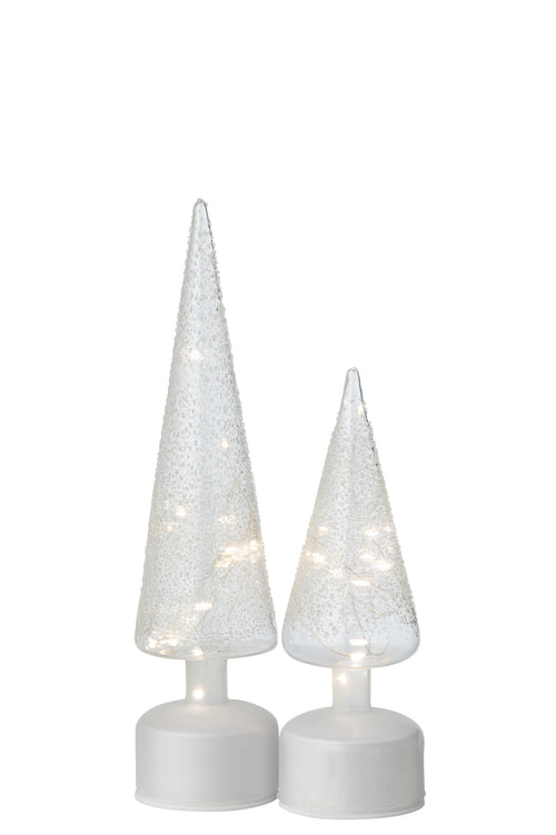 J-Line decoratie Boom Draaiend - glas - wit/transparant - large - LED lichtjes - vtwonen shop