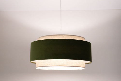 bpskoncept hanglamp Doblo  -linnen & olijfgroen - Ø50 cm