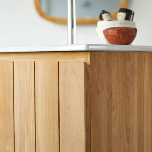 Tikamoon Massief teakhouten en keramisch badmeubel 80 cm - Naturel