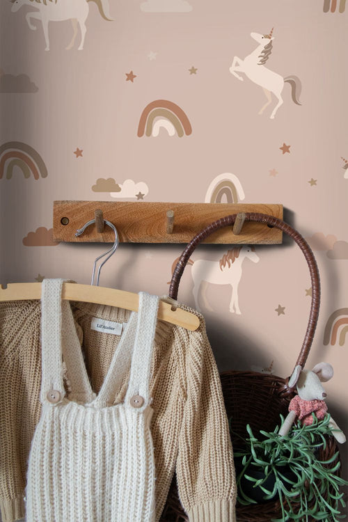 ESTAhome behang unicorns oudroze en terracotta - 50 x 900 cm - 131461