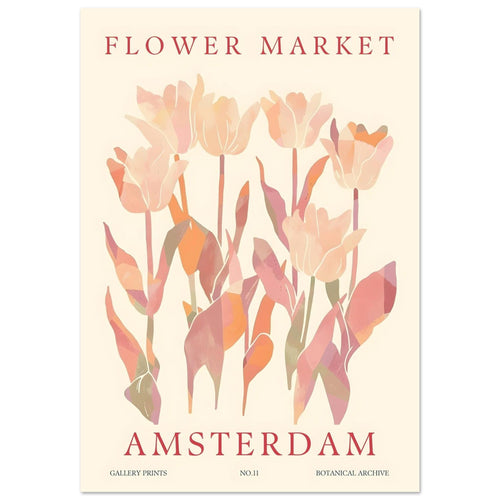Artfulprints Poster met Lijst Flower market - Amsterdam I   - 70x100 cm - Roze