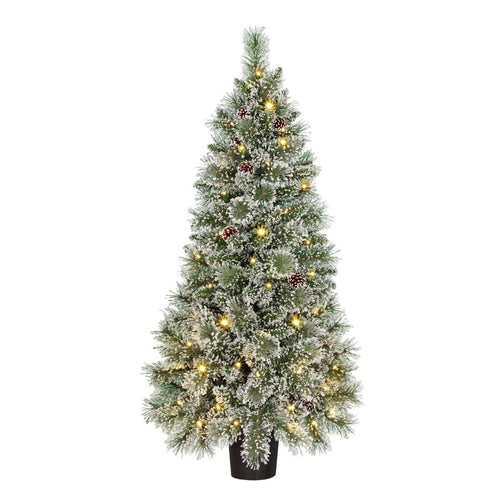 Black Box Trees Vandans Kunstkerstboom met Verlichting H120 x Ø60cm - Kunstboom met Kerstversiering - Kunst Kerstboom met Besneeuwde Takken - Groen