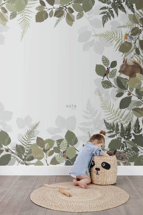 ESTAhome fotobehang bosdieren groen en bruin - 3 x 2,79 m - 159100 - vtwonen shop