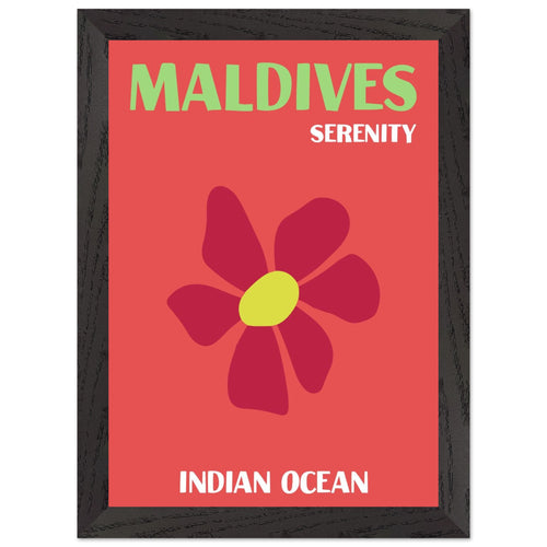 Artfulprints Poster met Lijst Indian Ocean - Maldives   - A4 21x29.7 cm - Rood