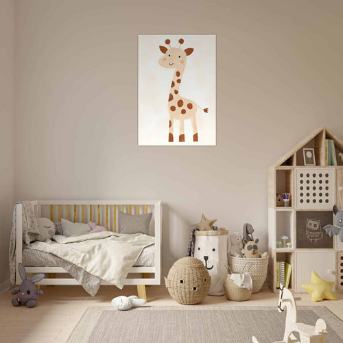 Artfulprints Poster Mama giraffe   - 30x40 cm - Geel