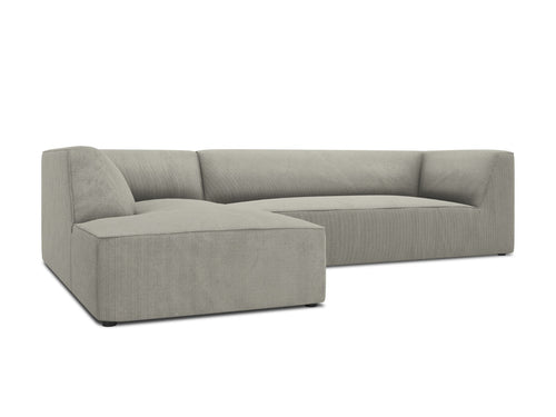 Micadoni linker hoekbank Ruby 4-zits, ribfluwelen, lichtgrijs - 180x273x69cm