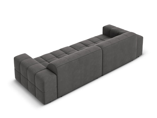 Cosmopolitan Design Bank Chicago 4-zits, flueel grijs - 102x252x78cm