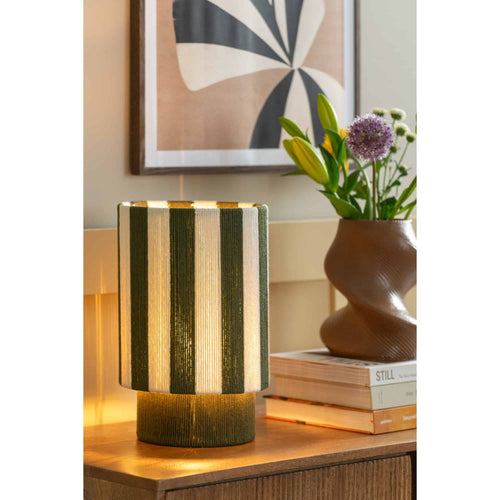 Leitmotiv tafellamp Vienna Stripes - groen - Ø22cm