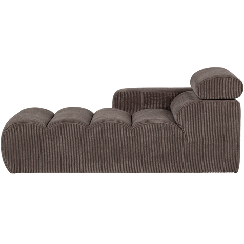 WOOOD chaise longue element arm links Novi - Ribstof - Grijsbruin - 86x109x173 - vtwonen shop