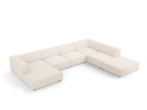 Cosmopolitan Design Panoramische hoekbank rechts Arendal 7-zits, chenille, lichtbeige - 262x364x70cm