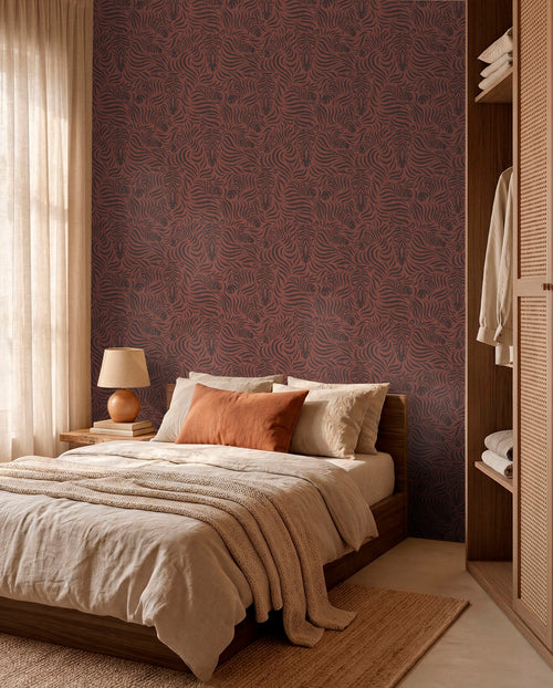 Sanders & Sanders behang zebra's terracotta en zwart - 53 cm x 10 m - 640520