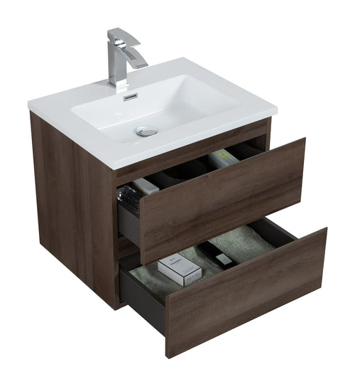 Badplaats Badkamermeubel Set Angela 60 cm – Bruin Eiken – Badmeubel met Wastafel