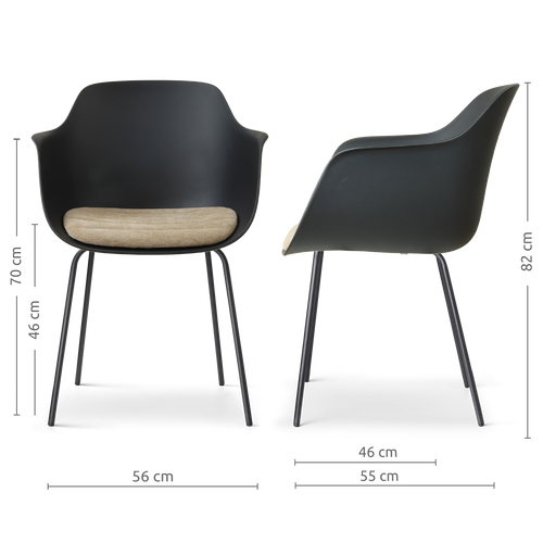 Nolon Nora-Liz eetkamerstoel zwart met nougatbruin zitkussen - zwart onderstel